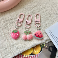 Rainbow Fruit Keychain for Girls, Cute Strawberry Pendant, Sweet Gift Ornament