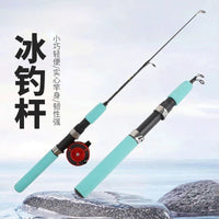 Ultralight Carbon Ice Fishing Rod with Reel, Short Portable Winter Raft Fishing Pole