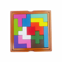 Wooden Tangram Puzzle Set for Kids, Educational Brain Teaser Blocks