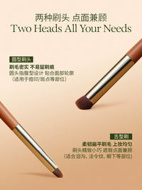 OUT OF OFFICE Professional Double-Ended Makeup Brush Set for Contour, Highlight, Concealer, and Powder