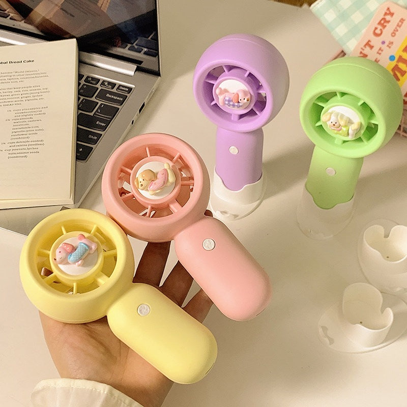 Dachshund Handheld Mini Fan Portable USB Rechargeable Quiet Desk Fan for Students and Office
