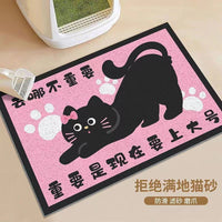 Cartoon Black Cat Anti-Slip Litter Mat for Home, Durable and Easy to Clean Pet Feeding Mat
