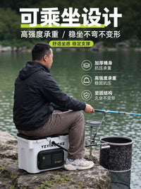Multi-functional Fishing Bucket with Seat, Hard Shell Ice Fishing Lure Box with Storage