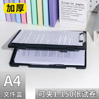 Morandi A4 File Storage Box with Clip Board, Transparent PP Plastic Organizer for Dorm & Office