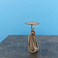 Brass Ancient Style Girl with Umbrella Figurine for Micro Landscape Bonsai Decor