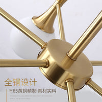 Nordic Molecular Chandelier Frosted Glass Shades Copper Frame Living Room Dining Room Bedroom Lighting