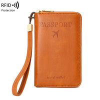 RFID Blocking Travel Passport Holder with Zipper, Multi-functional Document Organizer and Wallet