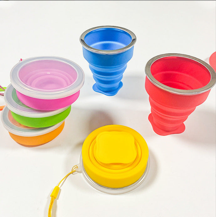 Collapsible Silicone Travel Cup - Portable Outdoor Sports Water Bottle & Mouthwash Cup