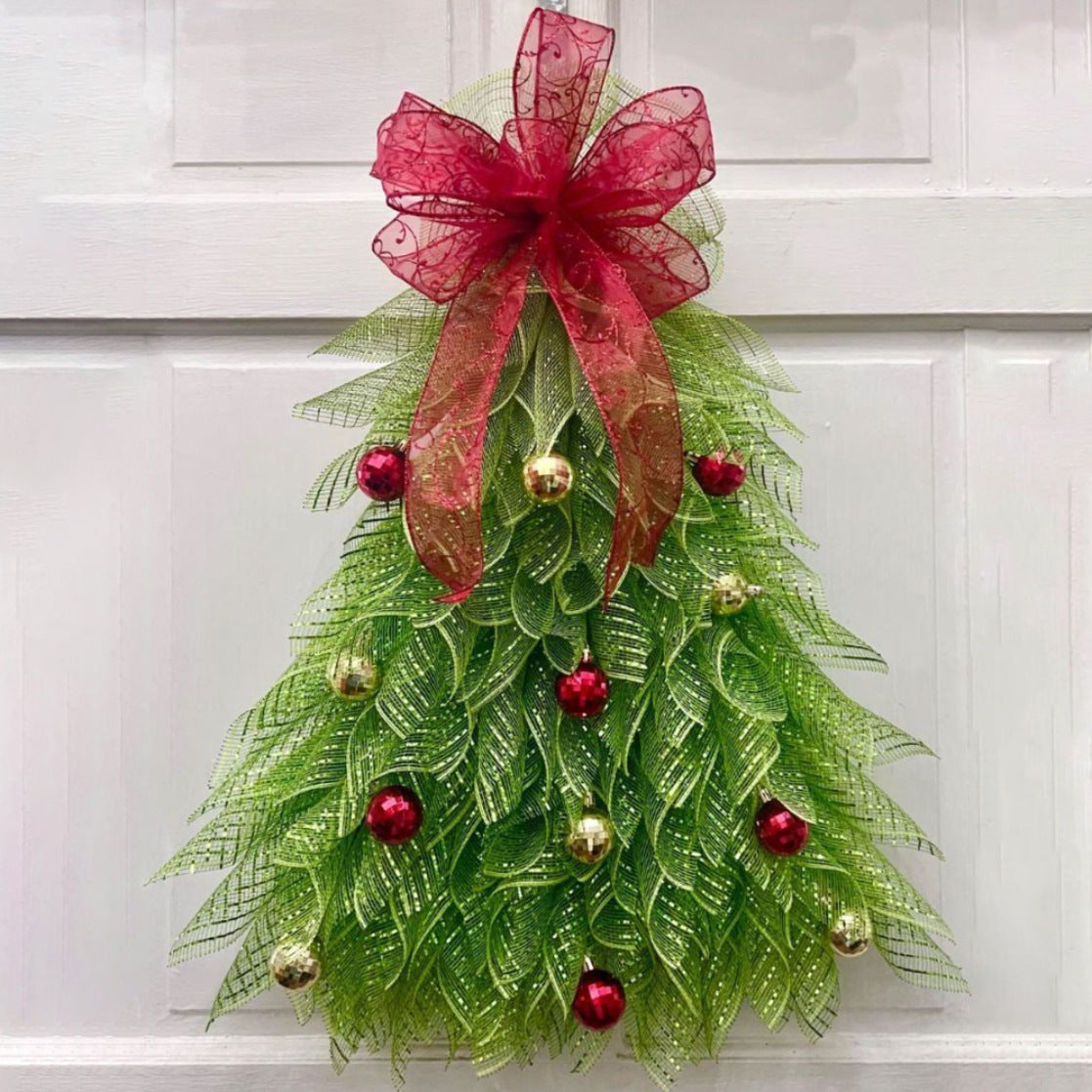 Christmas Tree Wreath Door Hanging Decoration for Holiday Home and Yard