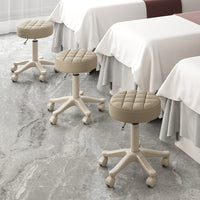 Adjustable Swivel Salon Stool with Silent Rubber Wheels for Hairdressers and Nail Technicians