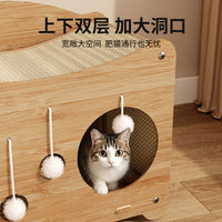 Cat Scratching Board with Sisal Ball Toy and Double-Layer Cat House