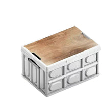 Foldable Outdoor Camping Storage Box with Wooden Lid for Car Trunk Organization
