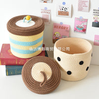 Hand-Woven Storage Basket with Lid for Home Organization