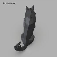 DIY 3D Sitting Wolf Paper Sculpture Kit - Handmade Origami Art Home Decor