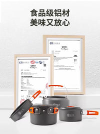 Portable Outdoor Camping Cookware Set with Kettle and Frying Pan for Backpacking and Picnics