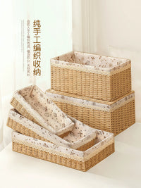 Hand-Woven Rattan Storage Basket for Desk, Snacks, Remotes, Bedside, or Wardrobe