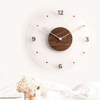 Minimalist Nordic Wooden Wall Clock with Acrylic Glass for Living Room Decor