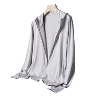 Unisex Thin Sun Protection Hoodie Jacket with Long Sleeves and Loose Fit, Ice Silk Mesh Fabric