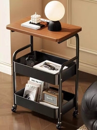 Vintage Industrial 3-Tier Rolling Cart with Storage Shelves and Wheels for Bedroom Living Room