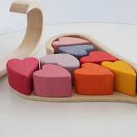 Kids Wooden Rainbow Heart Stacking Blocks Early Education Toy