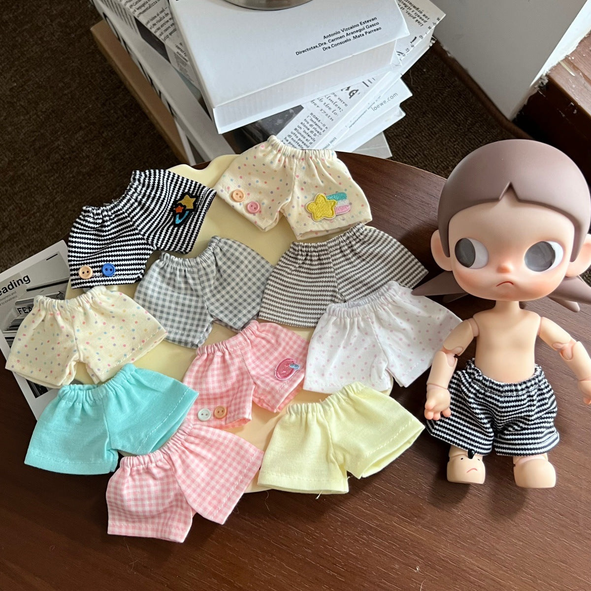 10cm Cotton Doll Plaid/Polka Dot Mini Shorts for Doll Clothes
