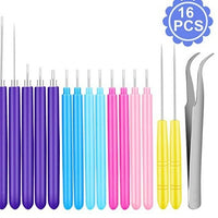 Quilling Paper Art Tool Kit with Slotted Pen, Tweezers, and Awl - 16 Piece Set