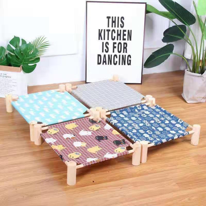 Wooden Pet Bed Hammock for Cats and Small Dogs, Washable and Portable