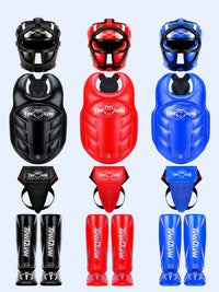 Kids' Boxing Protective Gear Set with Helmet, Groin Guard, Shin Guards, and Chest Protector