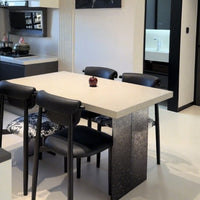 Modern Minimalist Rectangular Sintered Stone Dining Table with Acrylic Base for Small Spaces