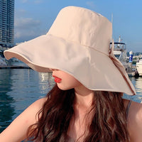 Women's UV Protection Sun Hat with Wide Brim and Windproof Lanyard for Summer Outdoor Activities