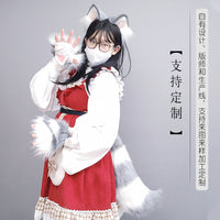 Plush Animal Ear Headband and Tail Set for Cosplay