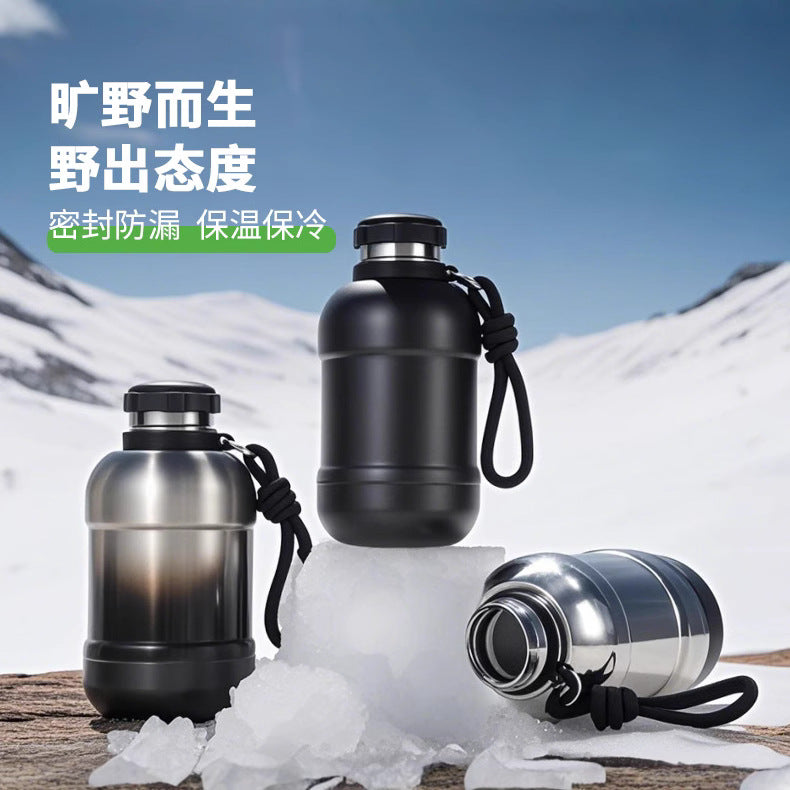 Insulated Water Bottle with Handle - Large Capacity Portable Thermos for Students & Office