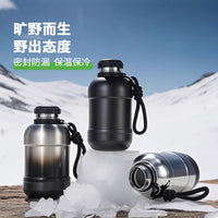 Insulated Water Bottle with Handle - Large Capacity Portable Thermos for Students & Office