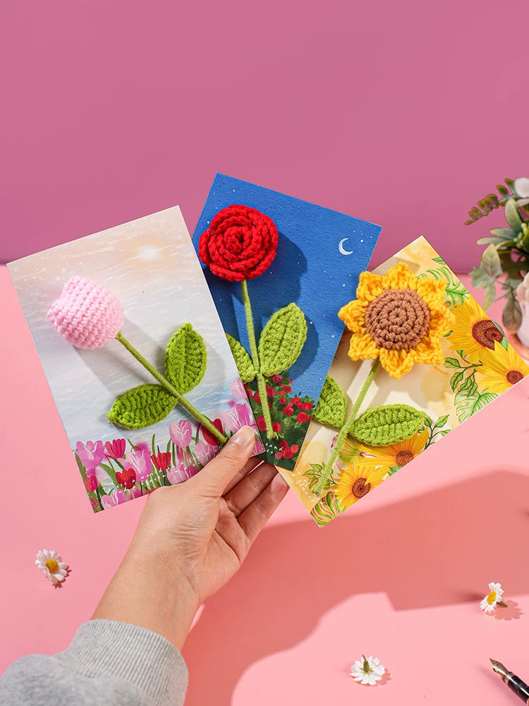3D Pop-Up Bouquet Greeting Card for Thanksgiving, Mother's Day, Teachers, Birthdays - DIY Handmade Finished Product, Handwritten Small Card