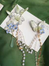 Embroidered Hair Clip Brooch Set for Hanfu - Windproof Design