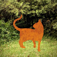 Rustic Metal Cat Garden Art Rusty Iron Animal Sculpture for Fence Porch Lawn Decor