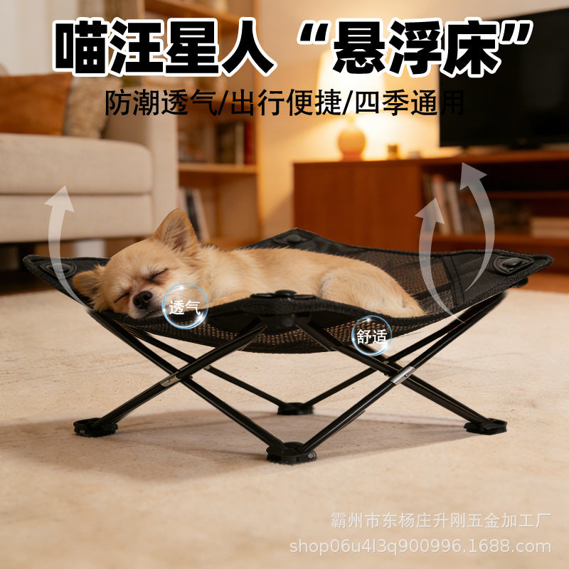 Elevated Portable Pet Cot for Dogs and Cats, Foldable Outdoor Indoor Pet Bed, Moisture-Proof