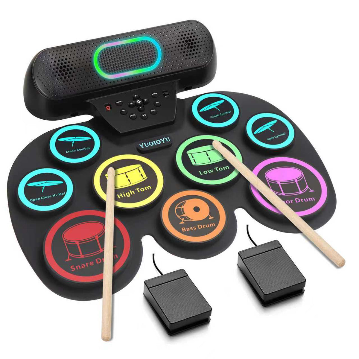 Colorful Electronic Roll-Up Drum Pad for Kids - Rhythm Practice Percussion Instrument