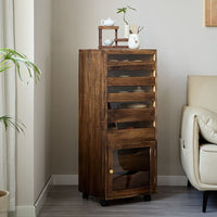 Solid Wood Display Cabinet with Glass Doors and Drawers for Collectibles, Tea Sets, or Dental Tools