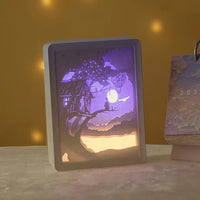 Creative 3D Paper Carving LED Night Light with Mirror, DIY Material Kit for Valentine's Day, Birthdays, and Gifts