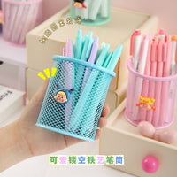 Creative Metal Mesh Round Hollow Pen Holder for Desk Organization