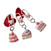 Transparent Fruit Cake Dessert Keychain for Bags and Keys