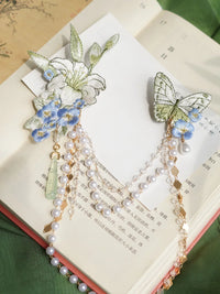 Embroidered Hair Clip Brooch Set for Hanfu - Windproof Design