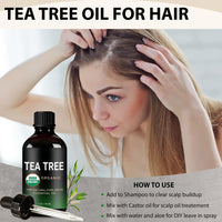Organic Tea Tree Essential Oil for Massage, Skin and Hair Care - Multi-purpose Aromatherapy Oil for Moisturizing Skin