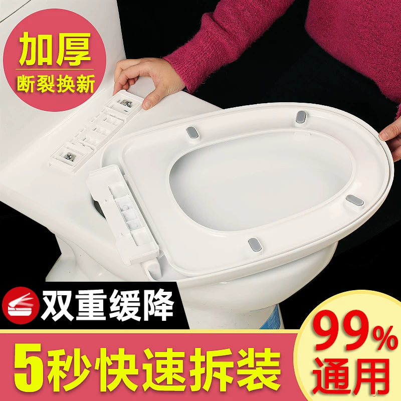 Heavy-Duty Soft-Close Toilet Seat Cover Universal Fit for U, O, V, and Square Toilets