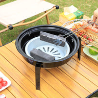 Portable Round Charcoal Grill for Home Use, Outdoor Camping BBQ Stove Set with Grilling Net or Plate