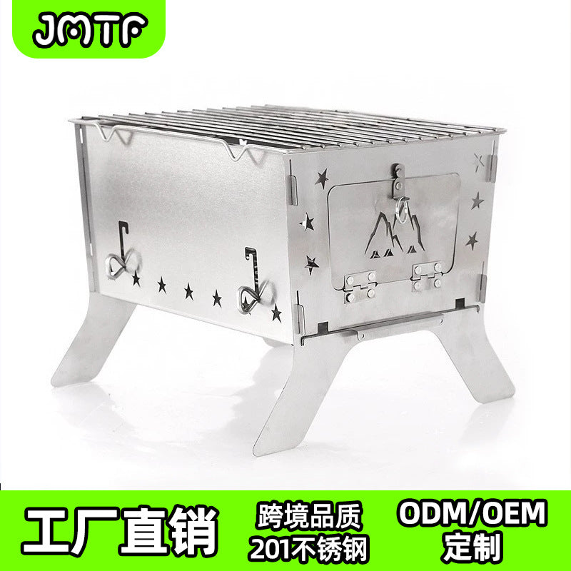 Portable Stainless Steel BBQ Grill for Outdoor Camping and Picnics