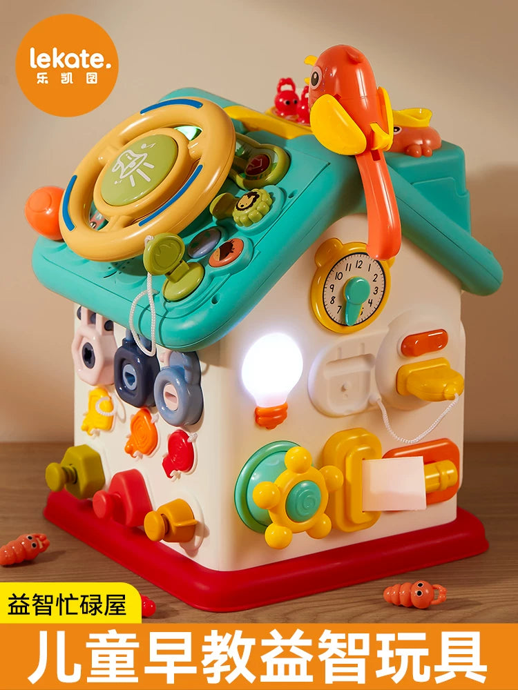 Montessori Busy House Activity Cube for Babies and Toddlers, Educational Toy for 10 Months to 1 Year Old