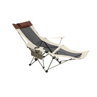Portable Reclining Office Lounge Chair with Footrest, Breathable Mesh Folding Camping Beach Fishing Chair