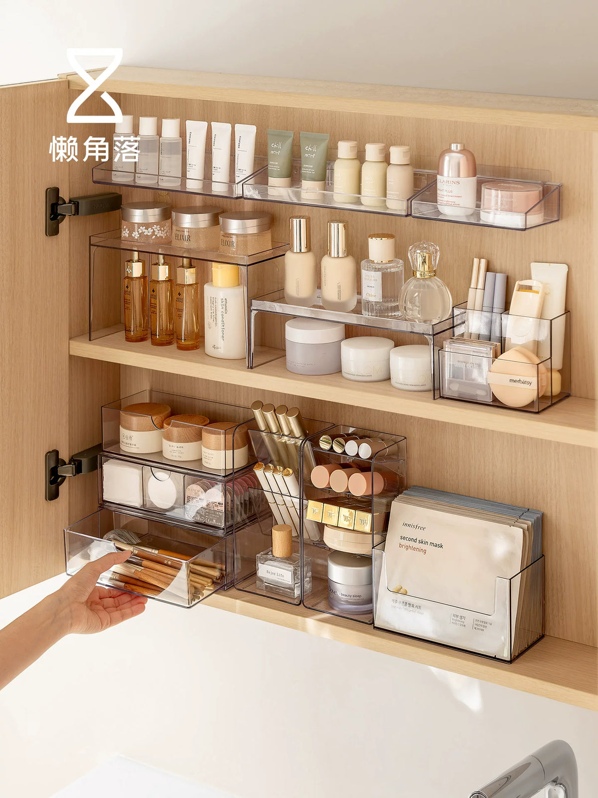 Lazy Corner Mirror Cabinet Organizer for Cosmetics and Toiletries